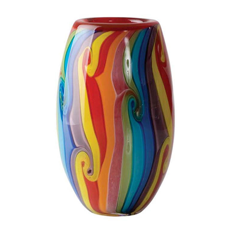 COLOURED GL. VASE CONFECTIONERY 7"