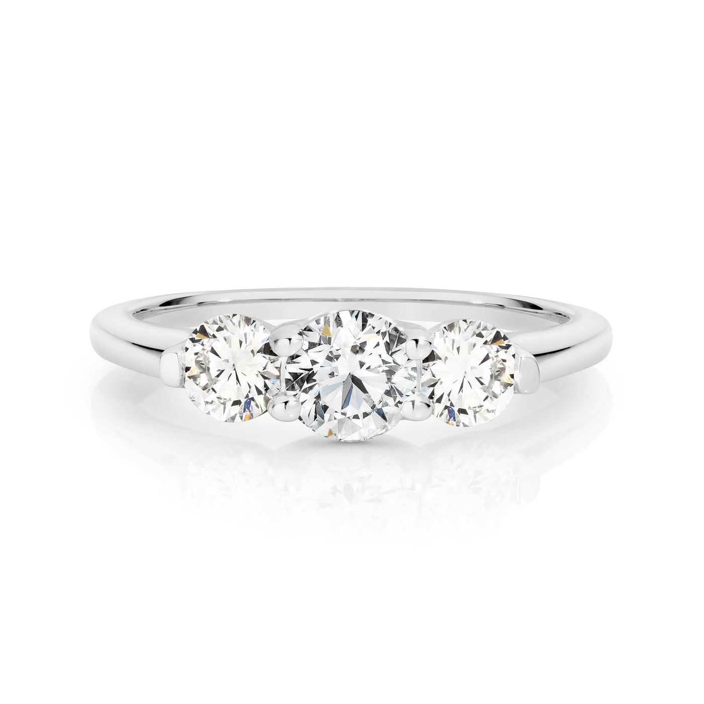 18ct white gold Biron Laboratory Grown Diamond Round Trilogy Ring.