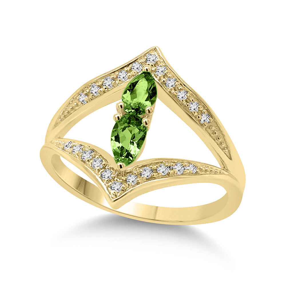 9k Diamond and Peridot Ring