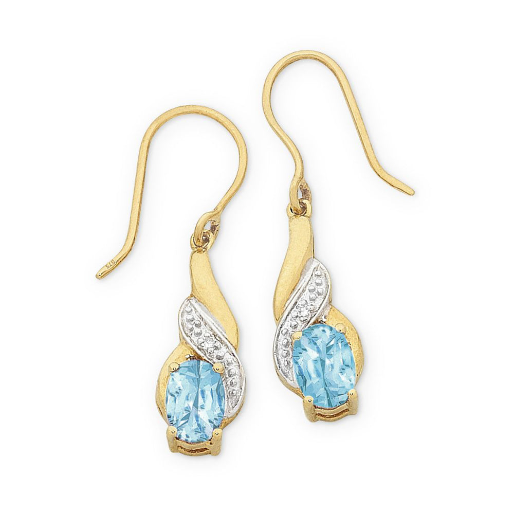 9k gold topaz & diamond earrings