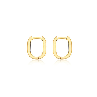 9K Yellow Gold Small Rectangle Creole Earrings 13.5mm