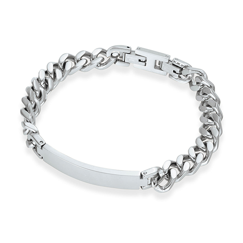 Blaze stainless steel 8MM curb link ID bracelet