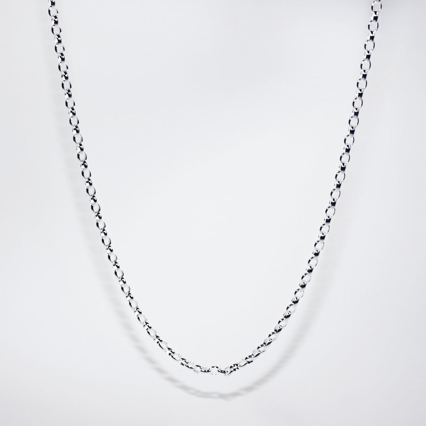 45cm Sterling Silver Oval Belcher Medium Weight Necklace