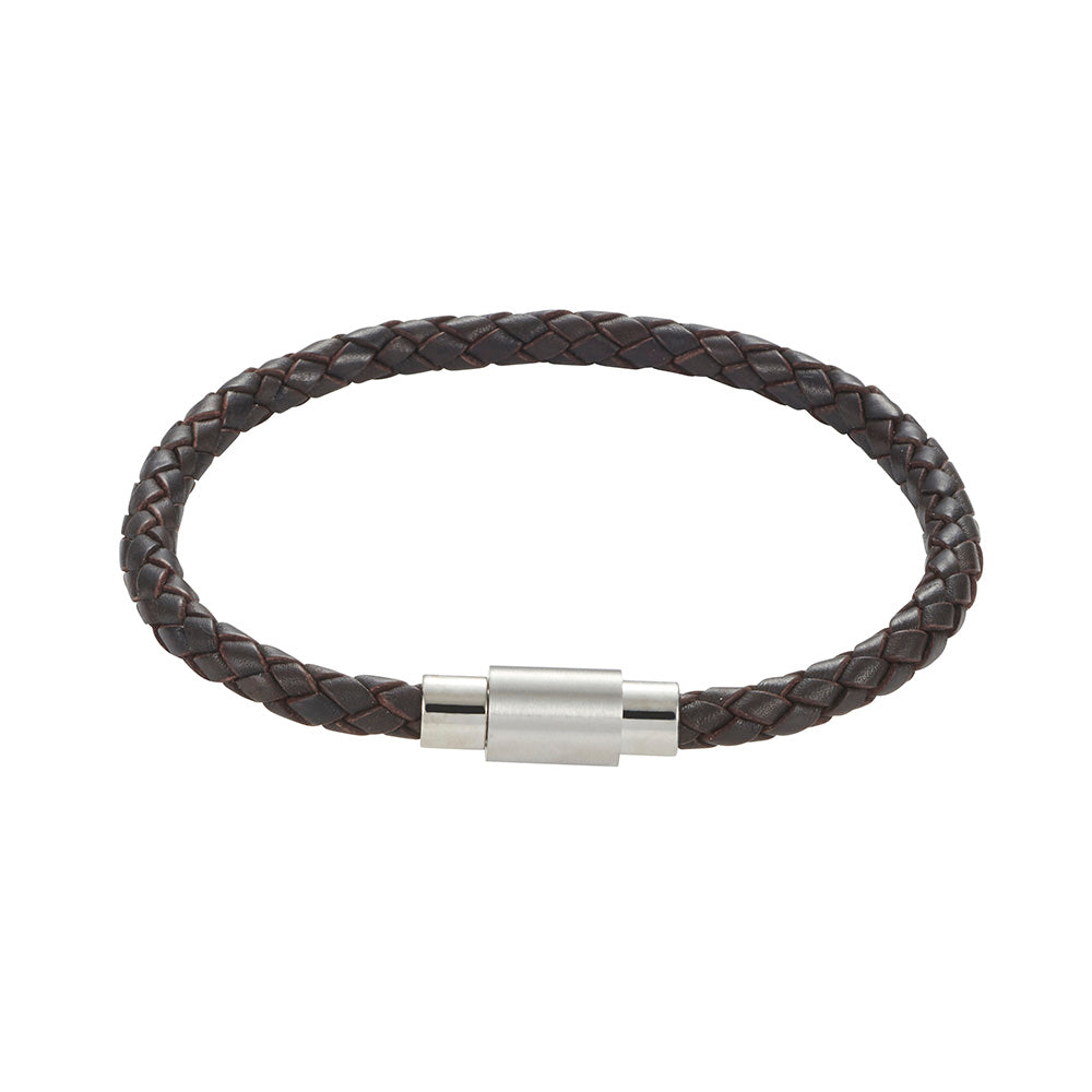 Brown Leather /Stainless Steel Bracelet