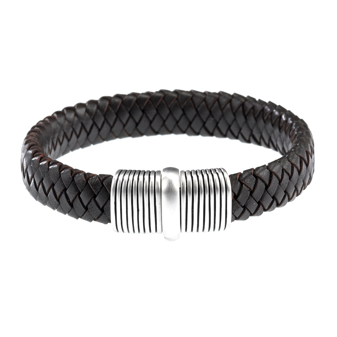 Sterling Silver/Brown Leather Bracelet