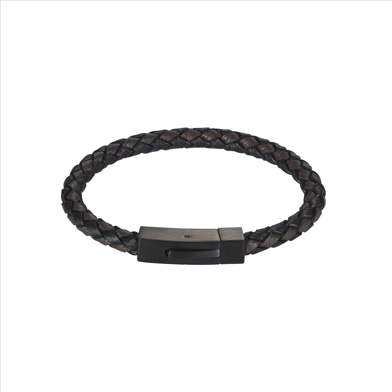 Nero Italian Leather/Black Ion Plated Stainless Steel Bracelet