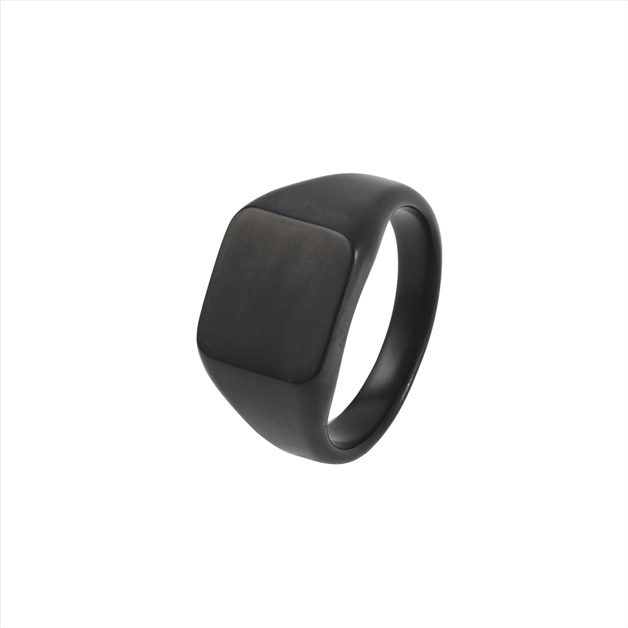 IP Black Brushed Stainless Steel Signet Ring
